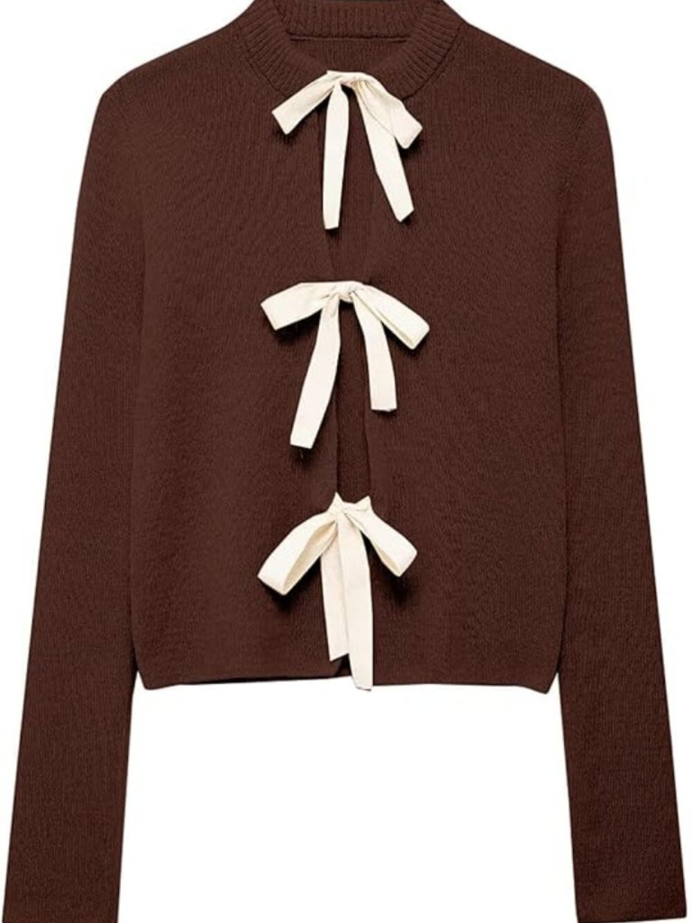 NWOT Brown Bow Tie Front Cardigan